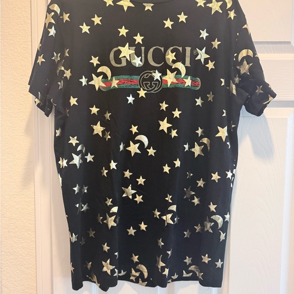 Gucci Tops - Gucci Black Tee with Gold Stars and Moons